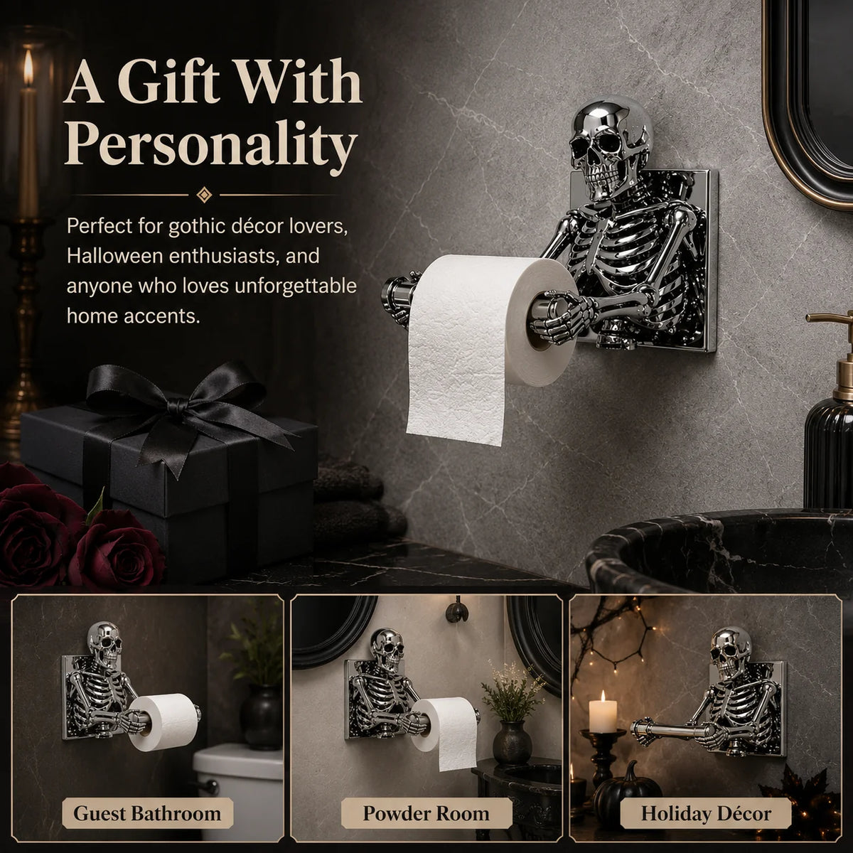 Purpose-Built 3D Skeleton Toilet Paper Holder for Everyday Use