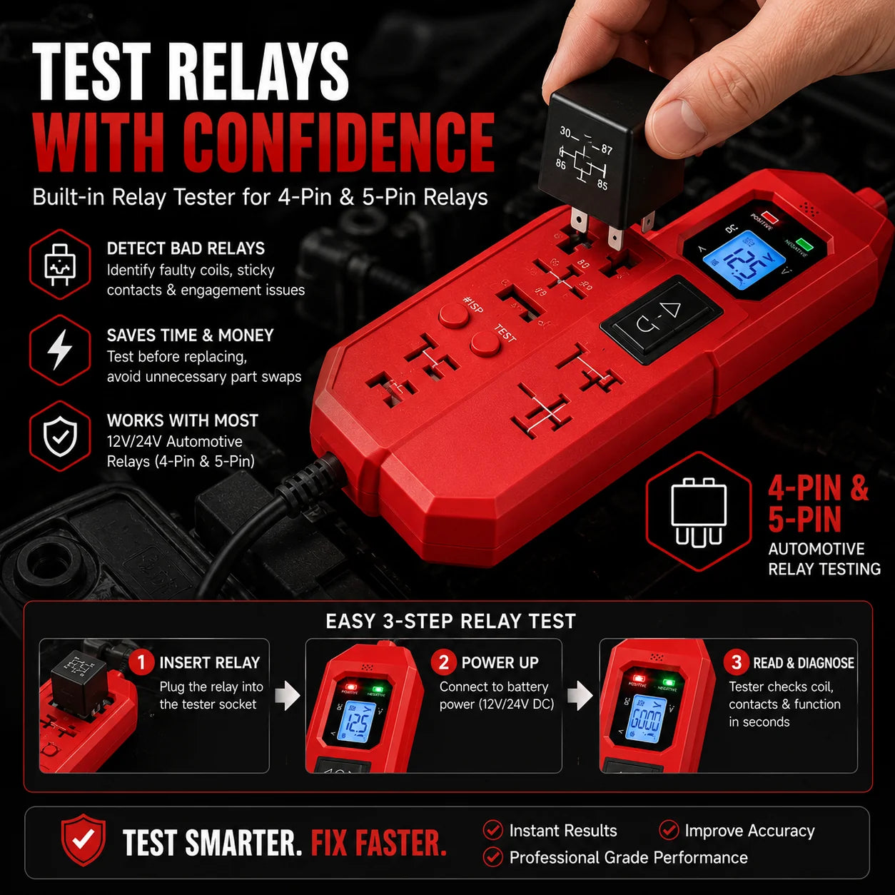 Workshop-Ready 3-in-1 Automotive Power Circuit Probe & Relay Tester