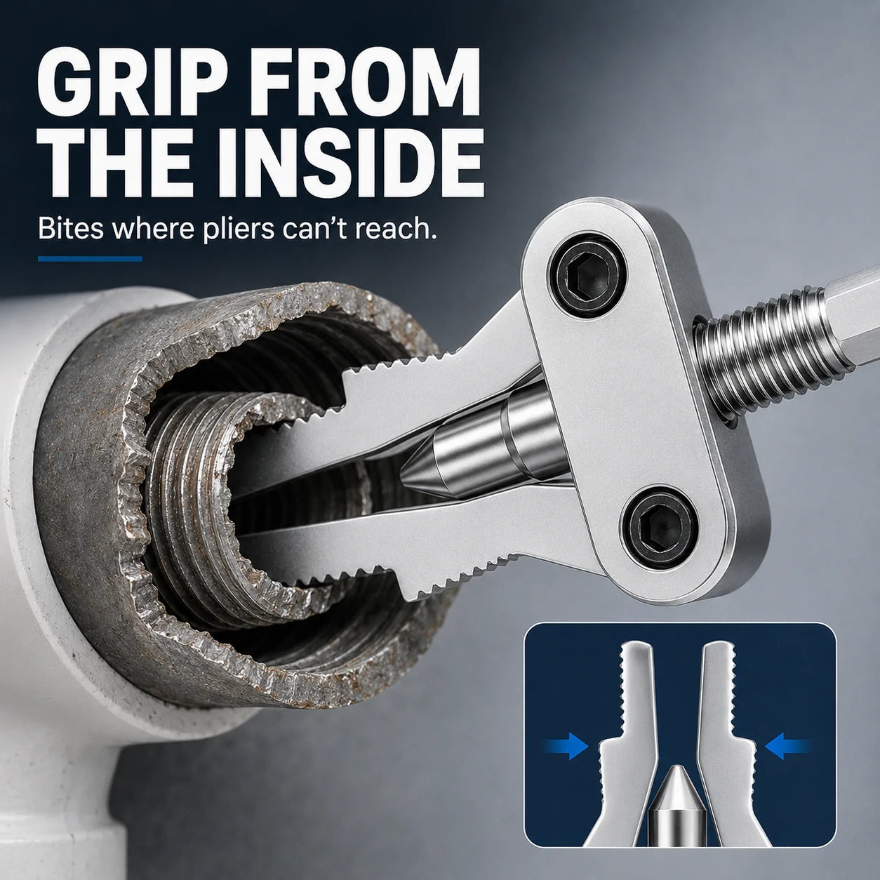 3-in-1 Broken Pipe Thread Extractor for 1/2, 3/4 and 1-Inch Pipes