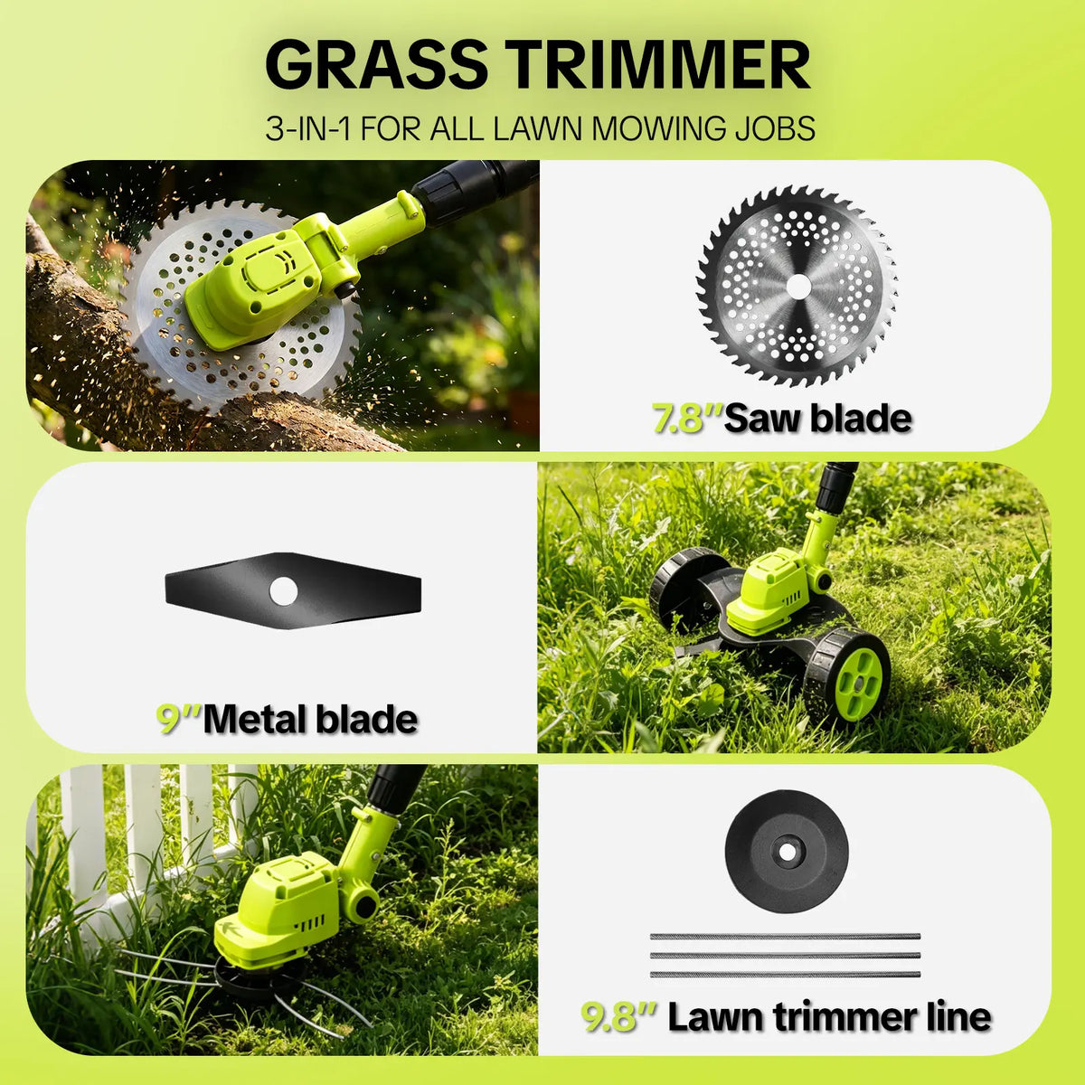 Outdoor 3-in-1 Cordless Lawn Mower with 2×21V Batteries, German – 3 In