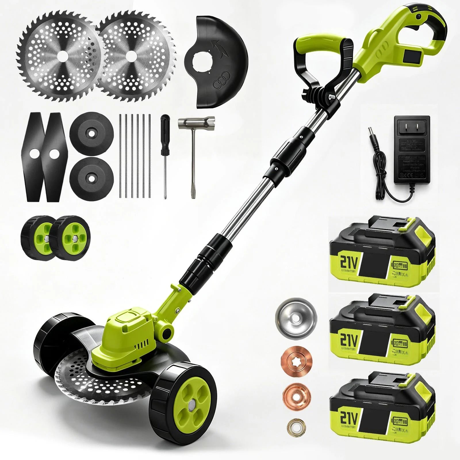 Outdoor 3-in-1 Cordless Lawn Mower with 2×21V Batteries, German – 3 In