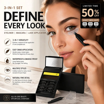 Hands-On 3-in-1 Kit: Eyeliner and Lower Lash Stamp for Creative Play