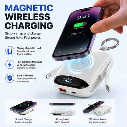 Purpose-Built 10,000mAh 3-in-1 Magnetic Power Bank with Built-In