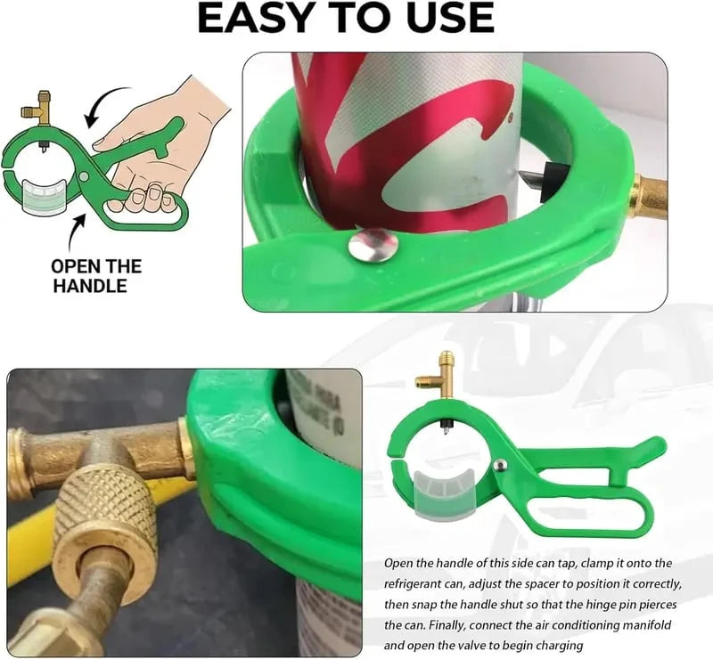 Vehicle-Ready 3-in-1 Refrigerant Can Tap Valve for R12 & R134A Car AC