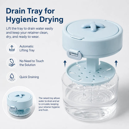 Space-Saving 3-in-1 Leak-Proof Retainer Cleaning Case with Mirror