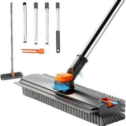 Easy-Care 3-in-1 Rotatable Floor Scrub Brush with Long Stainless