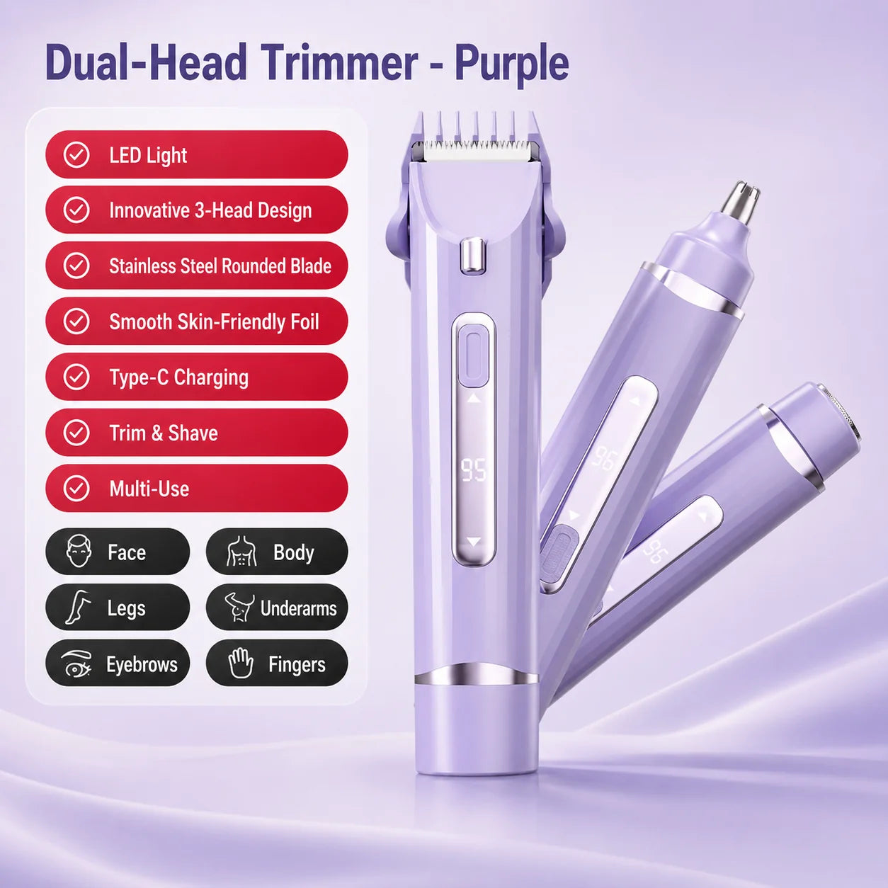 Purpose-Built 3-in-1 Women’s Electric Grooming Trimmer – Trim, Shave