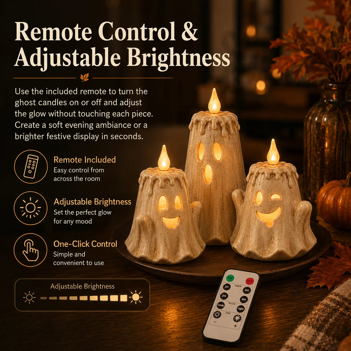 Purpose-Built 3-Piece Ghost Flameless Candle Set with Remote