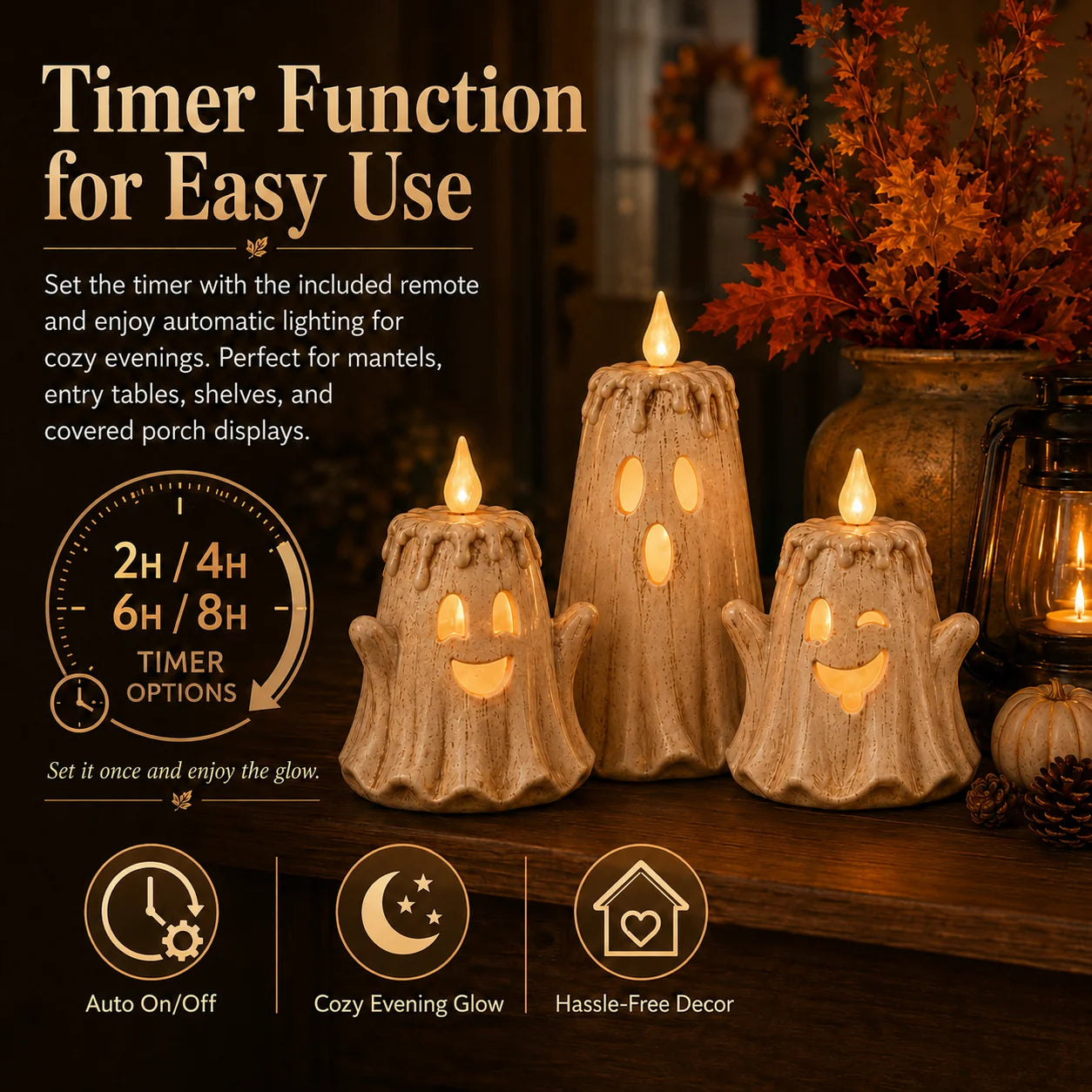 Purpose-Built 3-Piece Ghost Flameless Candle Set with Remote