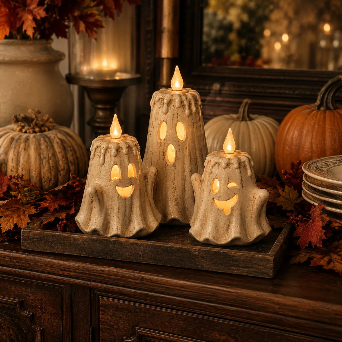 Purpose-Built 3-Piece Ghost Flameless Candle Set with Remote