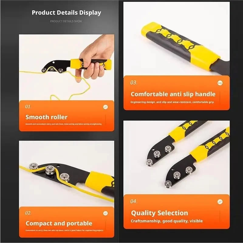 Workshop-Ready 3-Roller Stainless Steel Wire Straightener Hand Tool