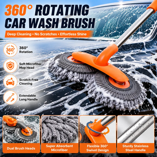 Vehicle-Ready 43'' Long Handle Car Wash Mop, 3X Fast Clean