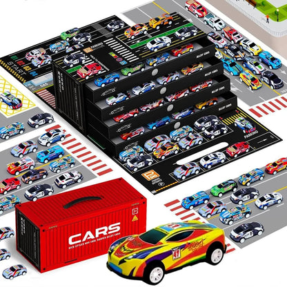 Vehicle-Ready 48pcs Pull-Back Toy Cars Set for Garage Use