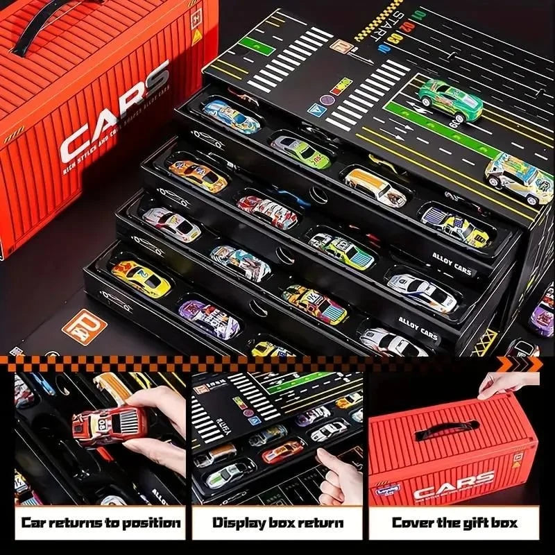 Vehicle-Ready 48pcs Pull-Back Toy Cars Set for Garage Use