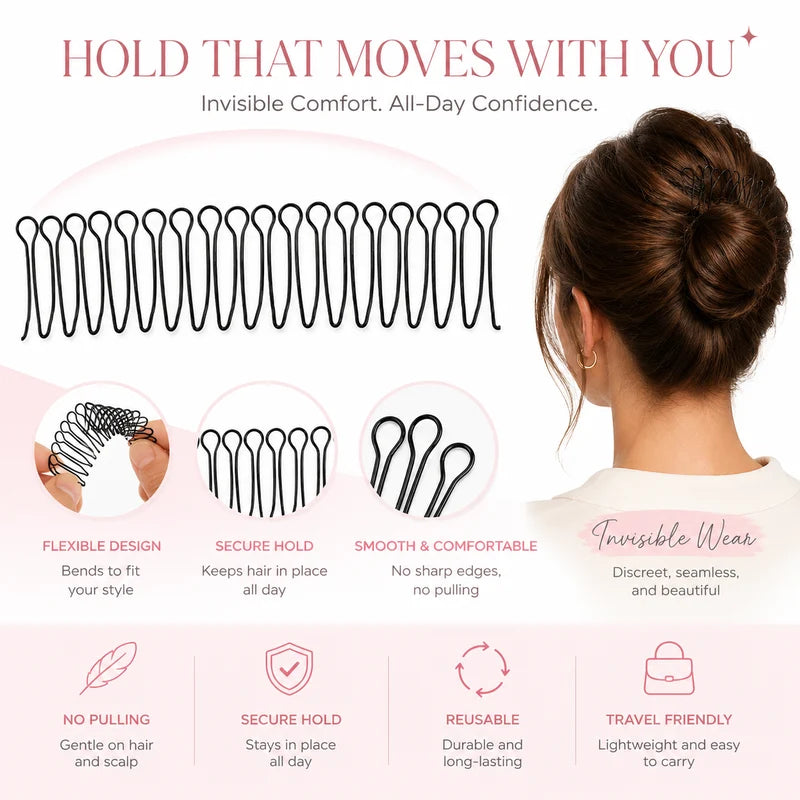 Purpose-Built Flexible Invisible Grip Flyaway Hair