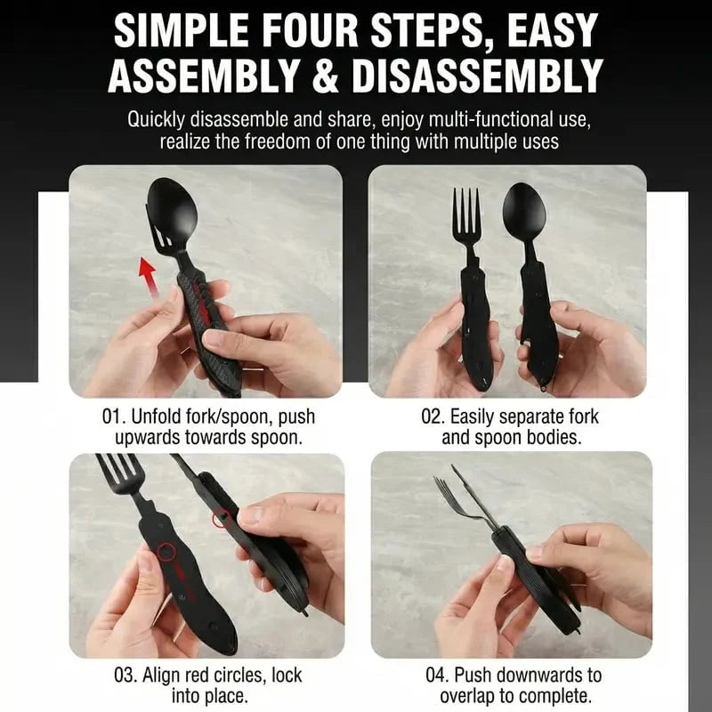 Purpose-Built 4-in-1 Detachable Folding Camping Utensil