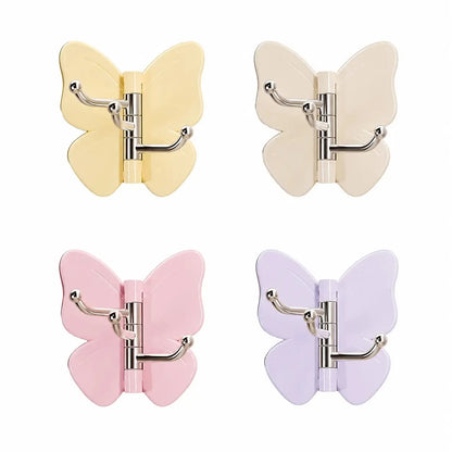 Space-Saving 4-Pack Rotating Butterfly Adhesive Wall Hooks – No-Drill