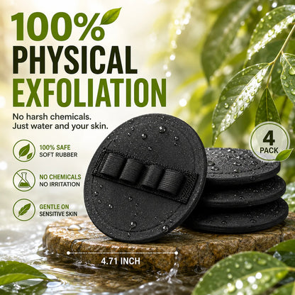 Easy-Care 4-PackSoft Rubber Shower Scrubber for Gentle Exfoliation &