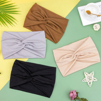 Wide Knotted Turban-Style Fashion Headbands for Women, 10-Piece Set