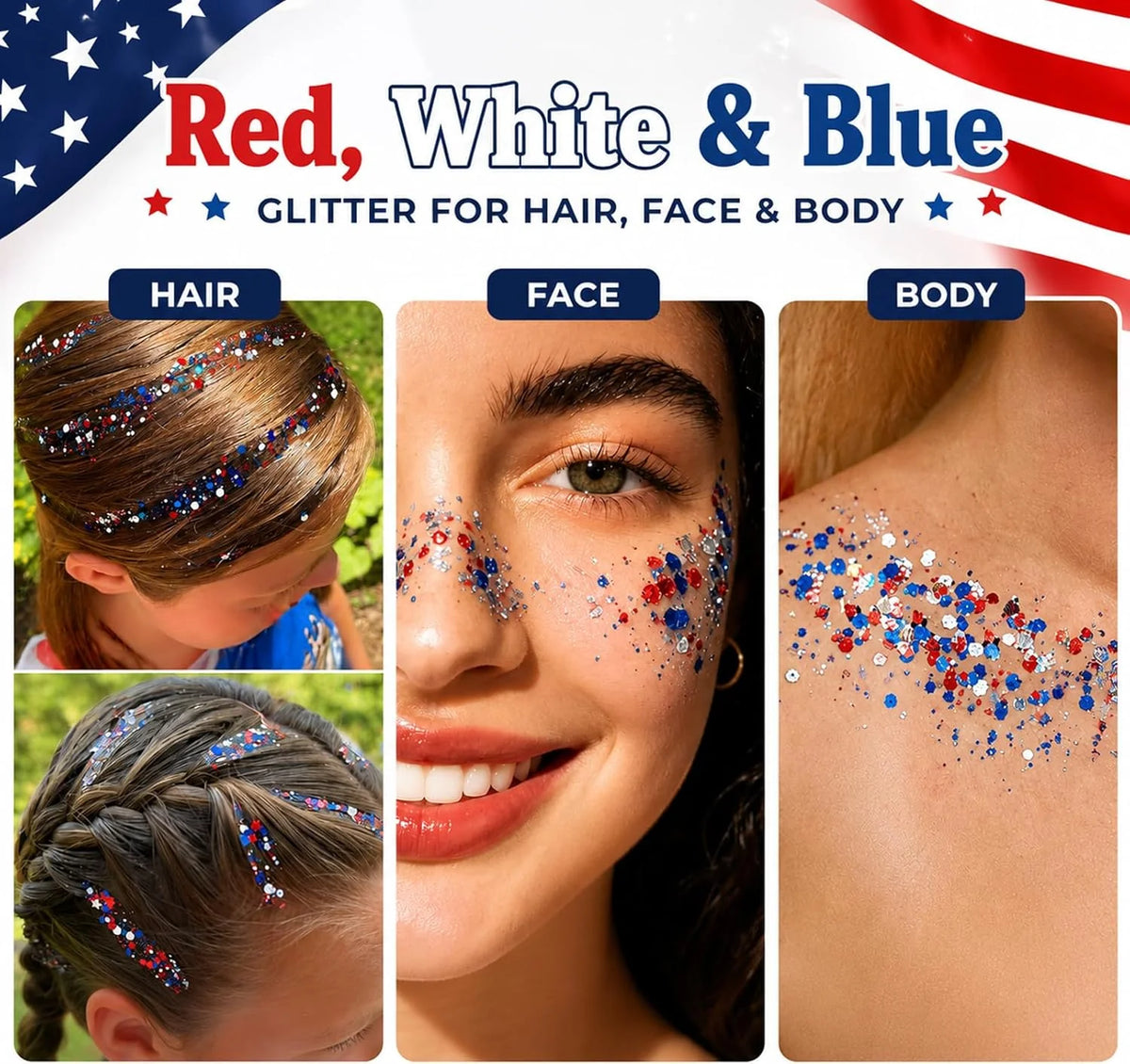 Red, White & Blue Patriotic Glitter Stick