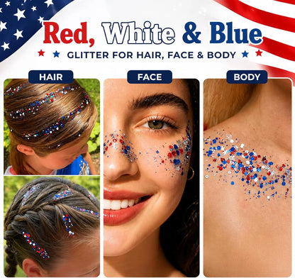 Red, White & Blue Patriotic Glitter Stick