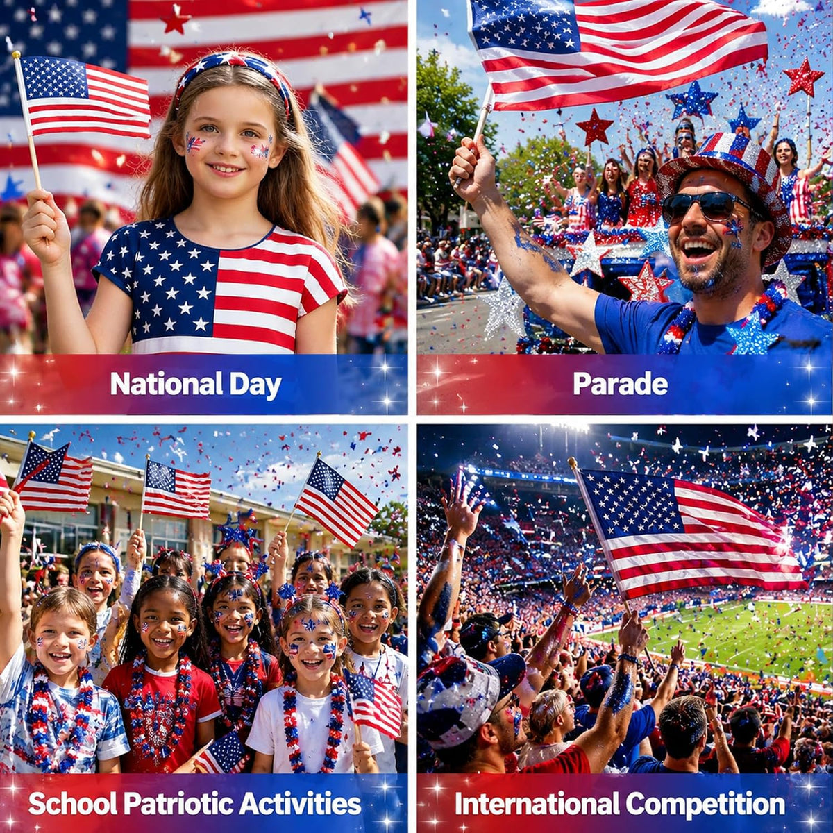 Red, White & Blue Patriotic Glitter Stick