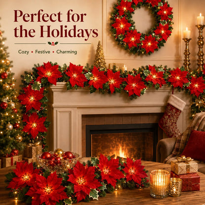 Decorative Gift Decor – Poinsettia LED Garland String