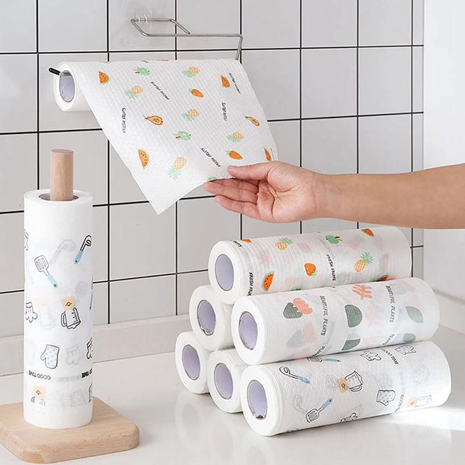 50-Piece Roll of Reusable Household Cleaning Cloths