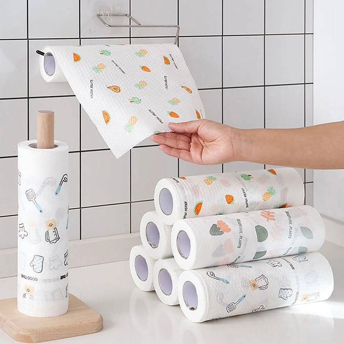 50-Piece Roll of Reusable Household Cleaning Cloths