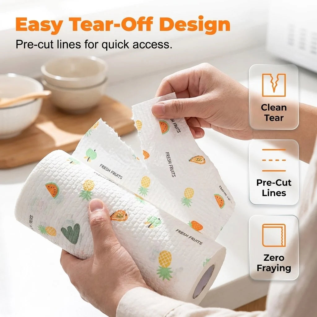 50-Piece Roll of Reusable Household Cleaning Cloths