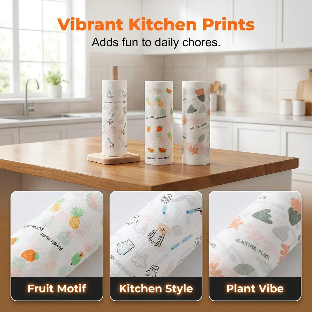 50-Piece Roll of Reusable Household Cleaning Cloths