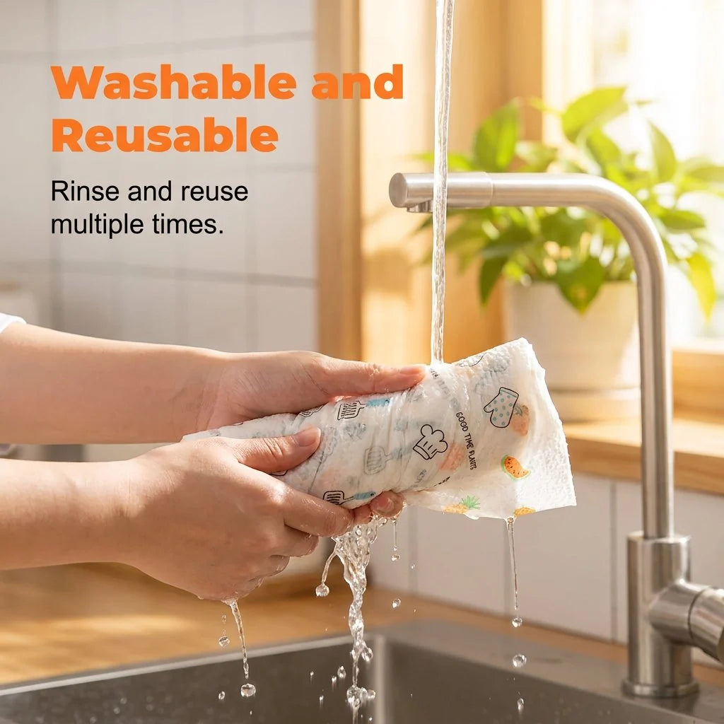 50-Piece Roll of Reusable Household Cleaning Cloths