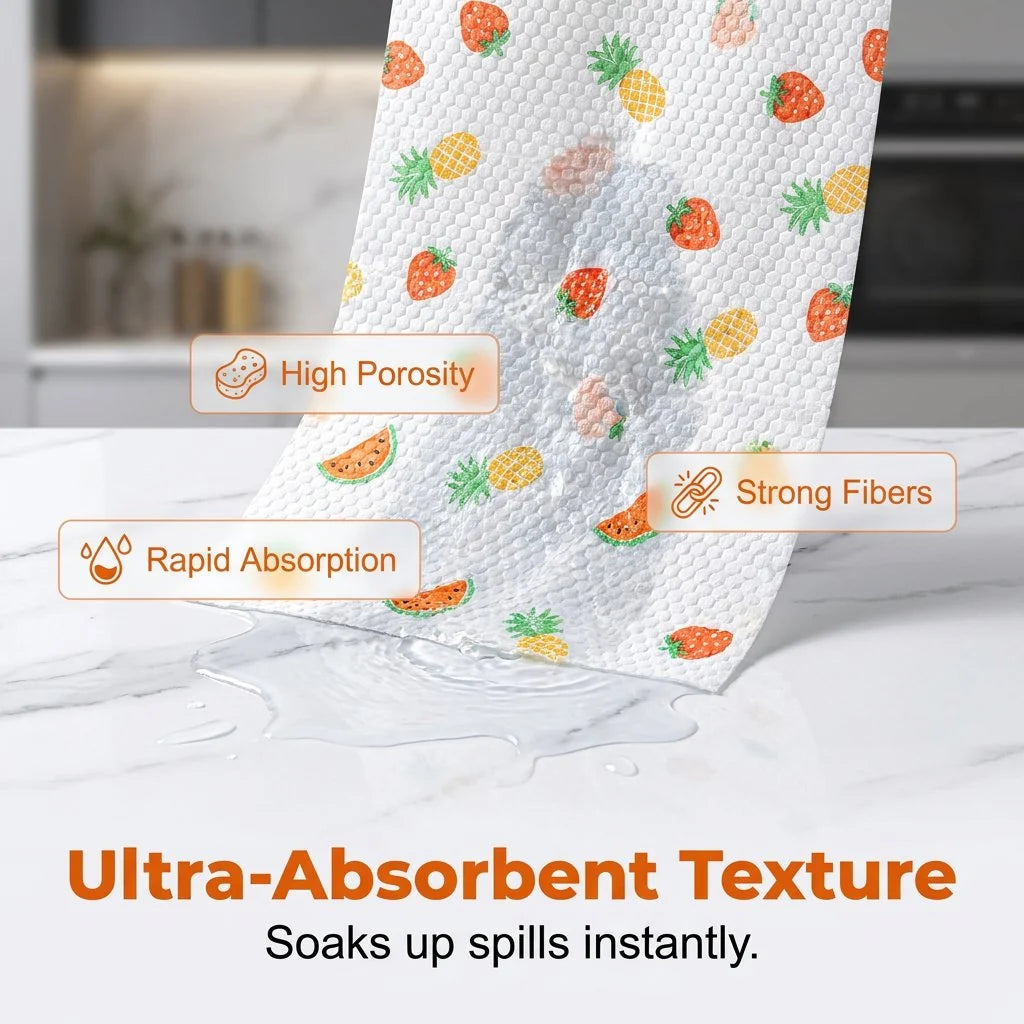 50-Piece Roll of Reusable Household Cleaning Cloths