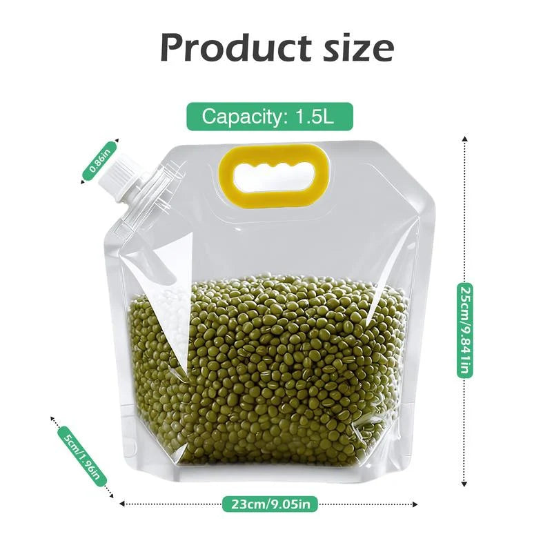 Practical 5PCS Airtight Food Storage Bags, Reusable Grain & Rice