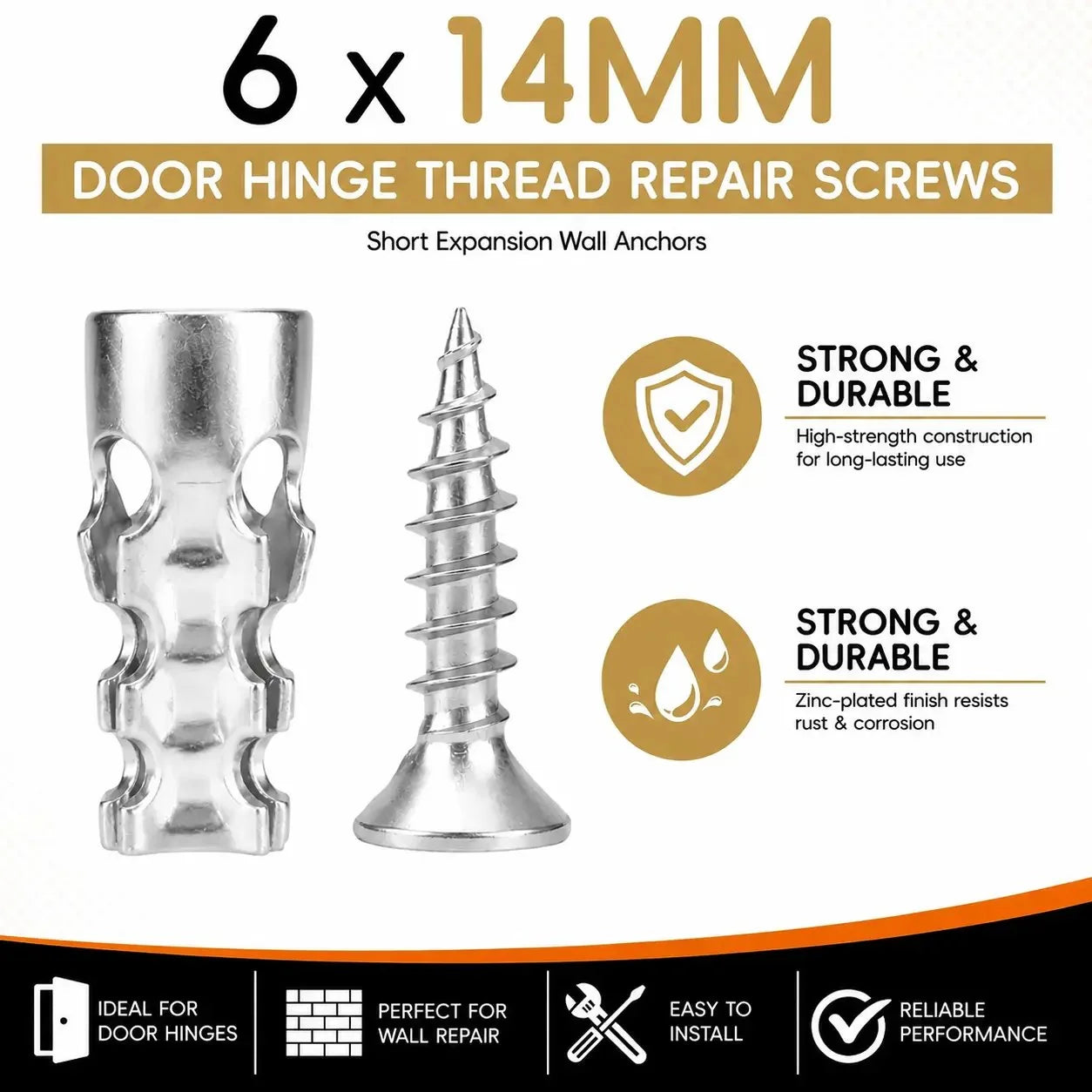 Hands-On 6×14mm Door Hinge Thread Repair Screws Kit for Creative Play