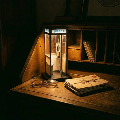 Decorative Retro Vintage Tall PhoneBooth Lamp for Focused Lighting