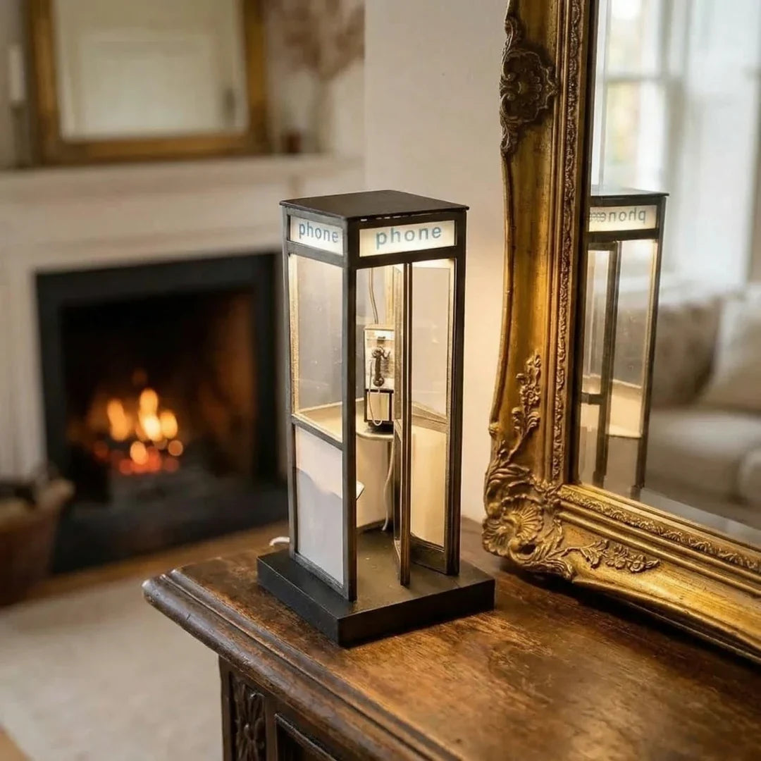 Decorative Retro Vintage Tall PhoneBooth Lamp for Focused Lighting