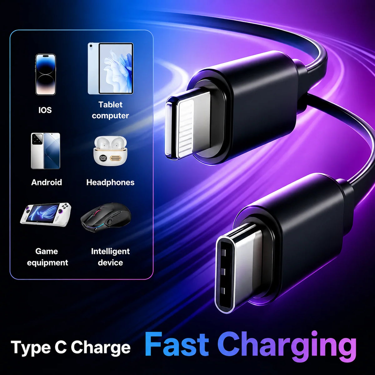 120W Retractable Vehicle Charger with Seven Functions