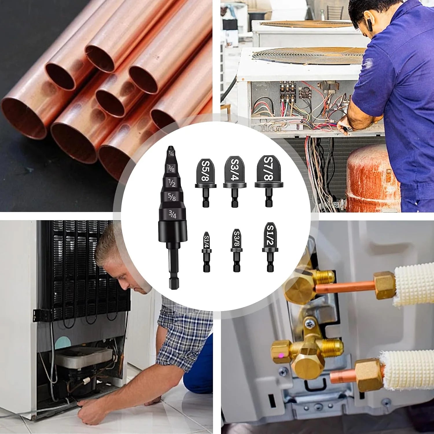Vehicle-Ready 7PCS Copper Tube Swaging Drill Bit Set – HVAC Air