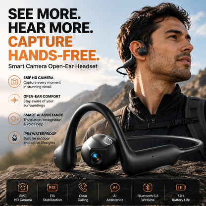 Distinctive Smart earphones with 8MP camera for photos and videos, AI