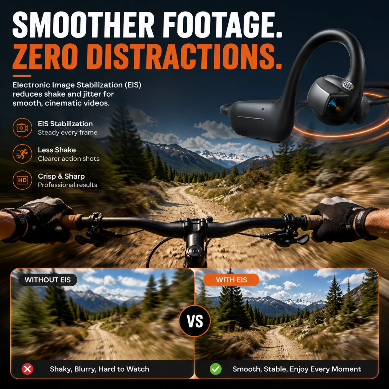 Distinctive Smart earphones with 8MP camera for photos and videos, AI
