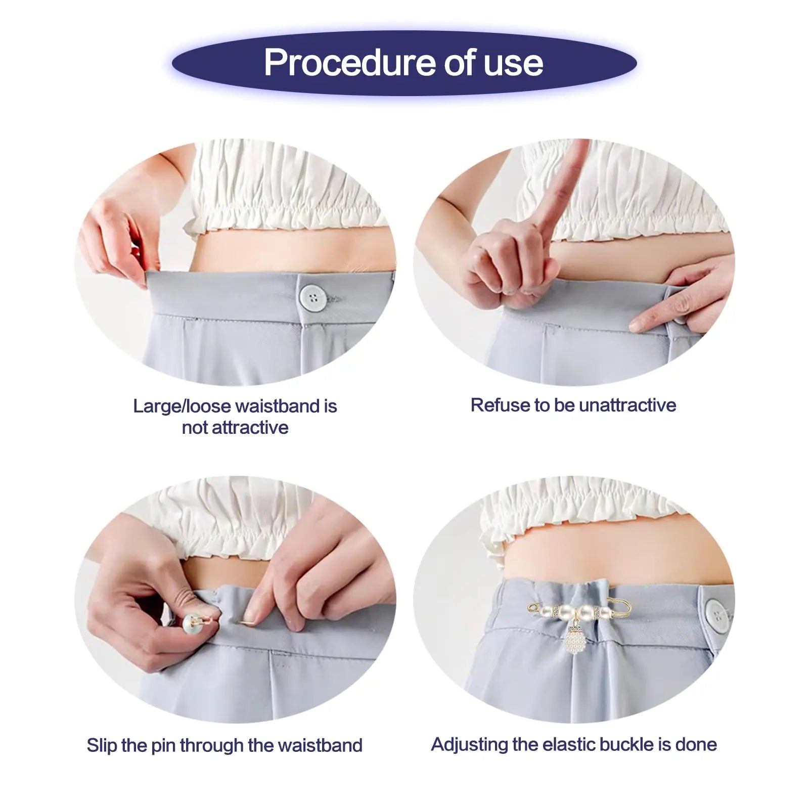 Faux Pearl Brooch Safety Pins for Dresses and Scarves, 8-Piece Set