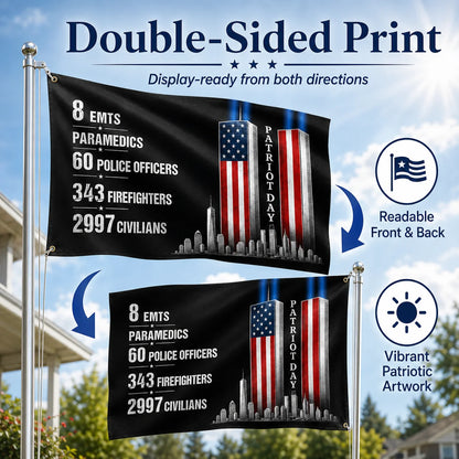 Patriot Day Memorial Flag with Historical 9/11 Numbers