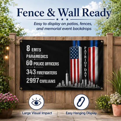 Patriot Day Memorial Flag with Historical 9/11 Numbers