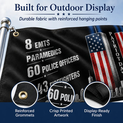 Patriot Day Memorial Flag with Historical 9/11 Numbers