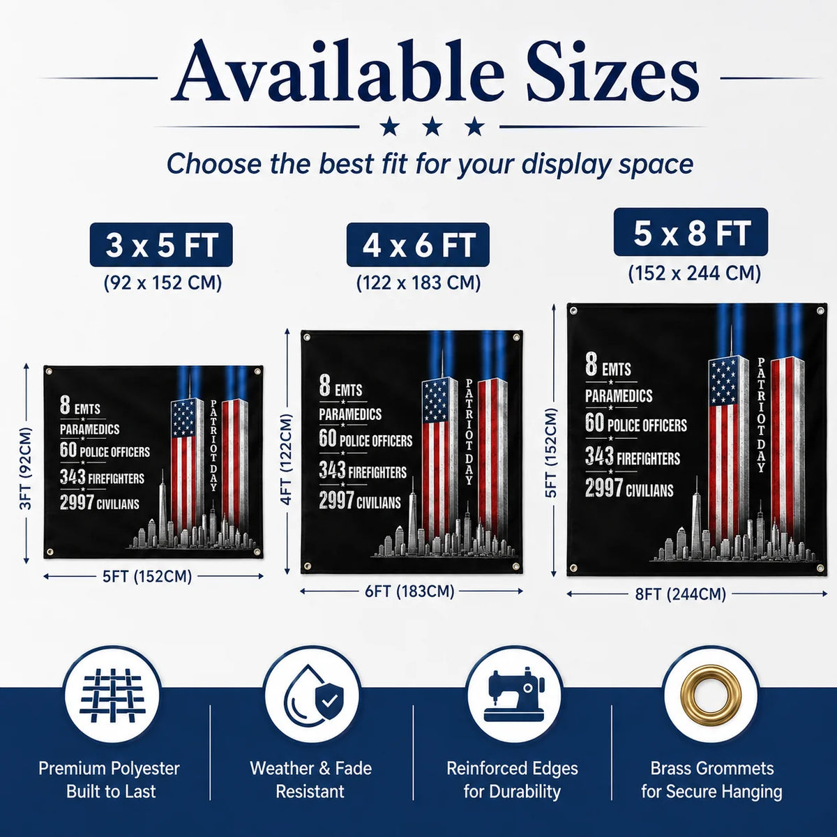 Patriot Day Memorial Flag with Historical 9/11 Numbers