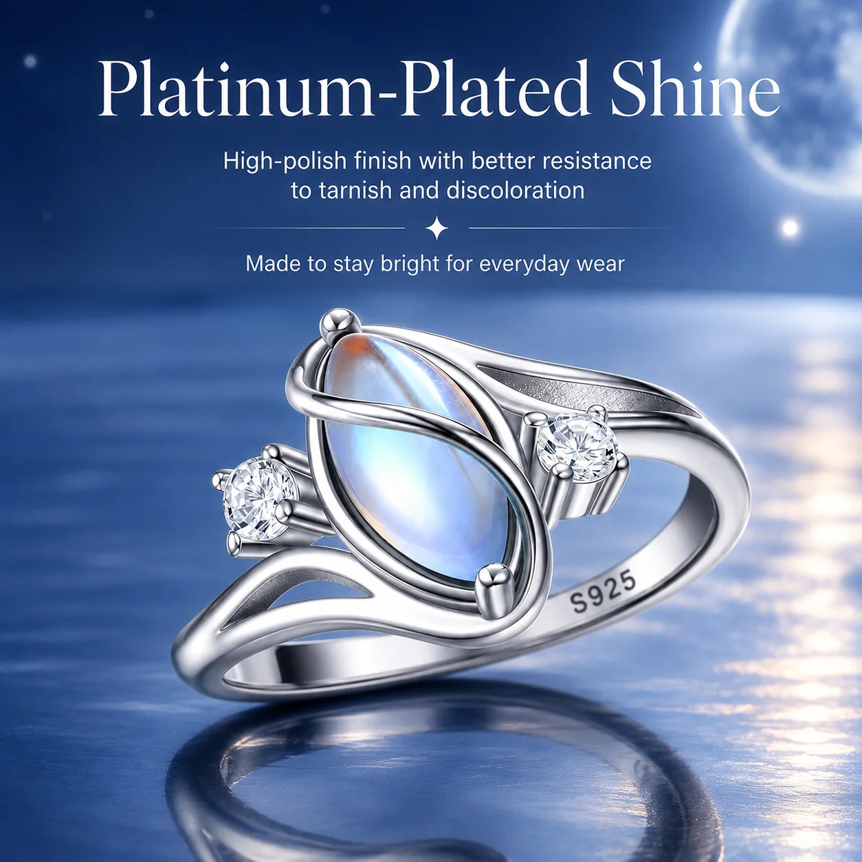 Distinctive 925 Sterling Silver Rainbow Moonstone