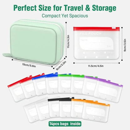 A8 Waterproof Pill Pouch Set - 7 to 14 Day Medication Organizer