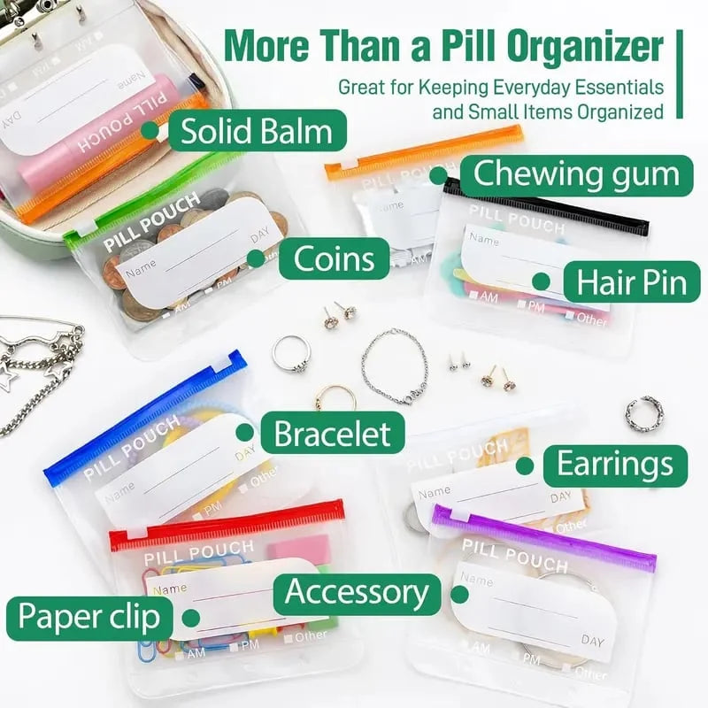 A8 Waterproof Pill Pouch Set - 7 to 14 Day Medication Organizer
