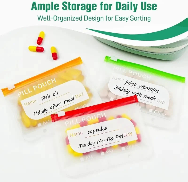 A8 Waterproof Pill Pouch Set - 7 to 14 Day Medication Organizer